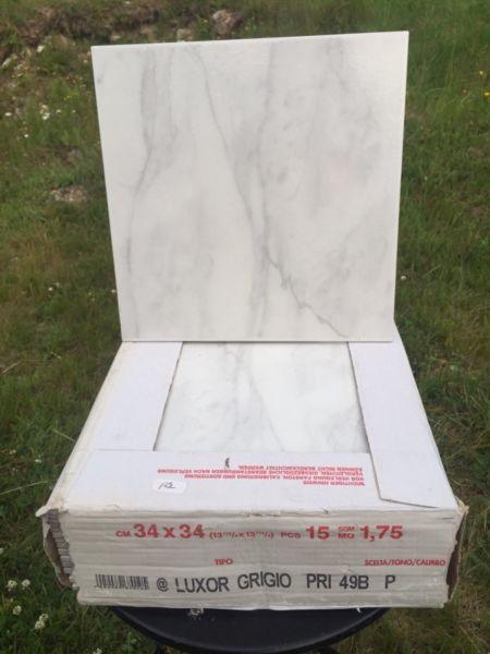 Ceramic floor tile white and grey marble, 13 boxes