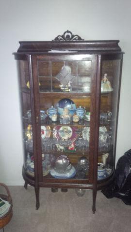 Vintage Curved Glass China Cabinet