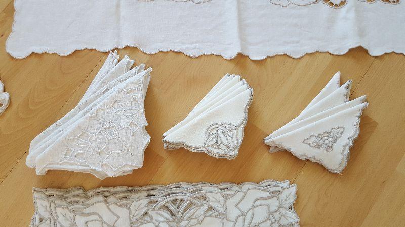 Vintage Embroidered Table Cloths, Napkins, Placemats