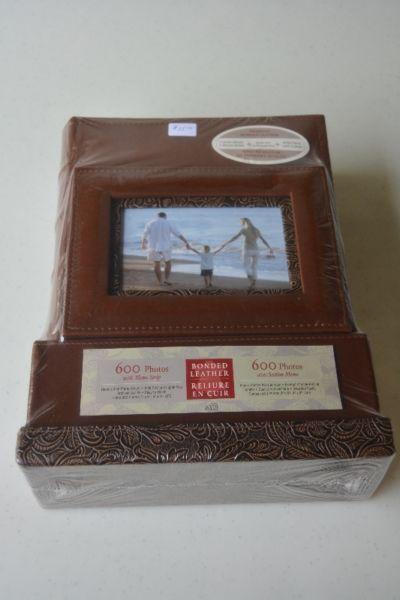 Handcrafted leather photo set - 2 albums w/picture frame (BNIB)