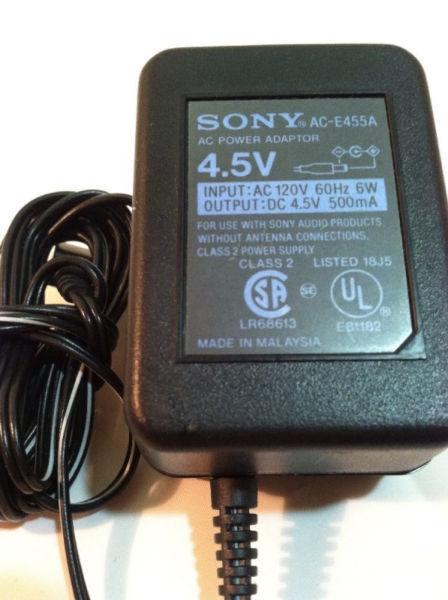 Sony AC power adapter for CD players & MiniDiscs