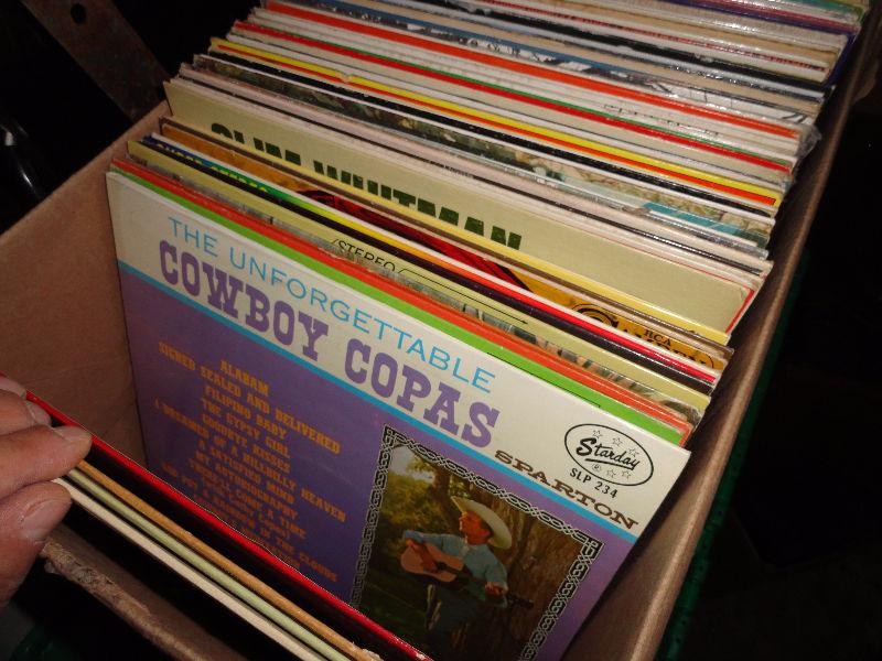 LARGE BOX OF 50+ VINYL RECORDS COUNTRY MUSIC COLLECTION