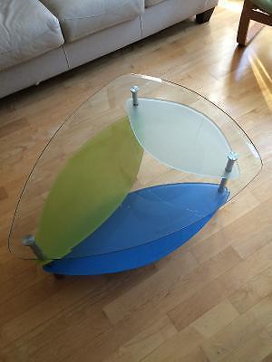 Van Leeuwen glass coffee table w/ coloured panels