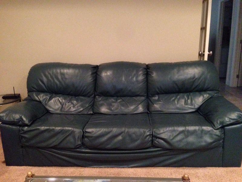 Forest Green Leather Couch