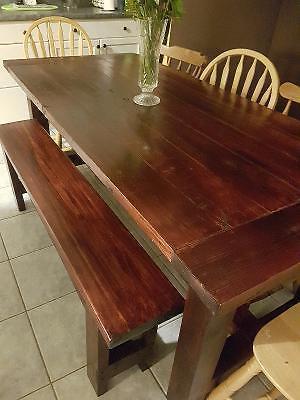 New Rustic Harvest Style Dining Table & Bench $600.oo OBO