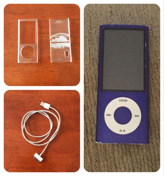 IPod Nano Purple 5th Generation with Case and Charging Cable