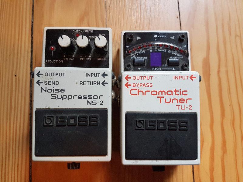 BOSS guitar pedals. Noise Suppressor and Chromatic Tuner