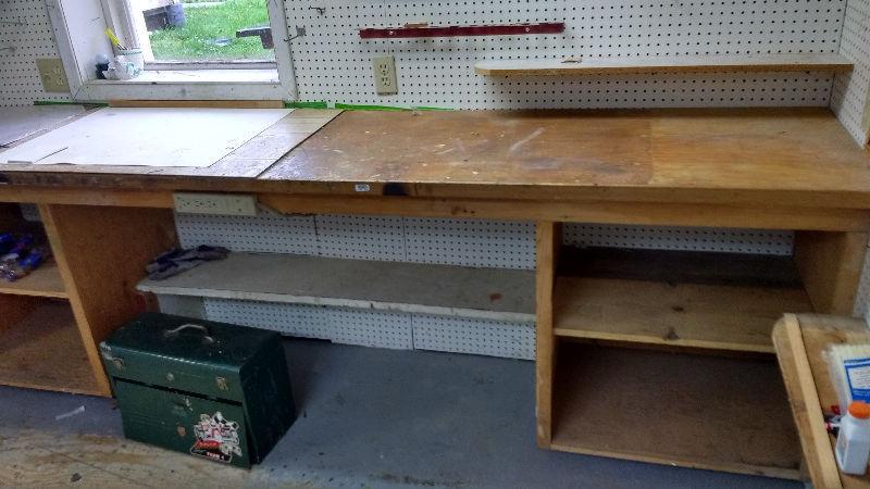 Solid wood workbench 114 inches long by 24 inches wide 36H