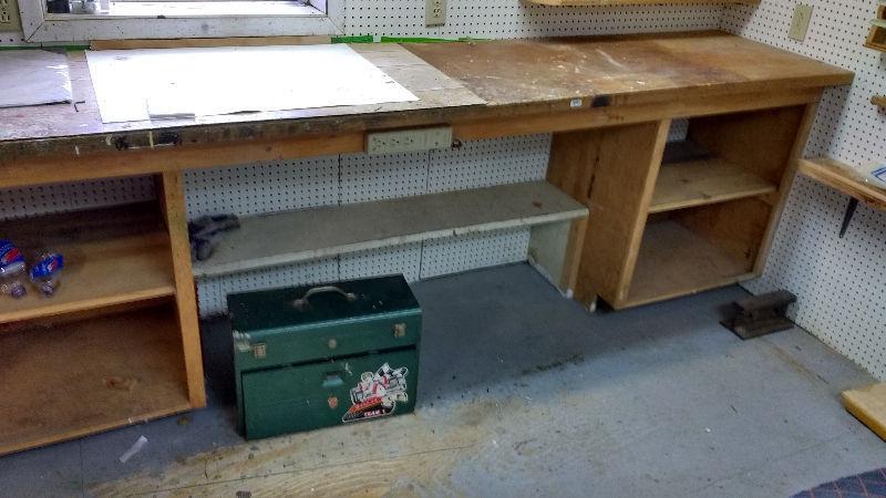 Solid wood workbench 114 inches long by 24 inches wide 36H