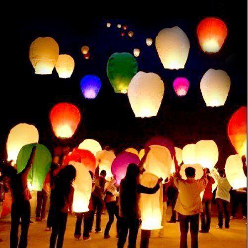9 colored Sky Chinese Lanterns Paper Lanterns
