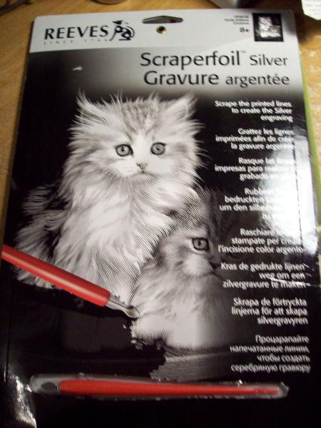 Kittens Engraving Art Silver foil