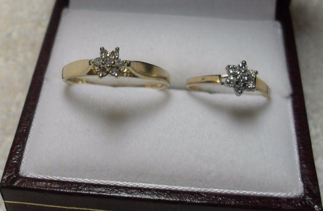 2 -10kt gold Diamond cluster Engagement Rings (Mother/Daughter)