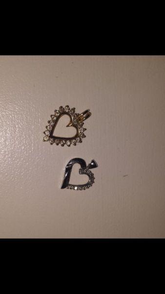 2 heart pendants