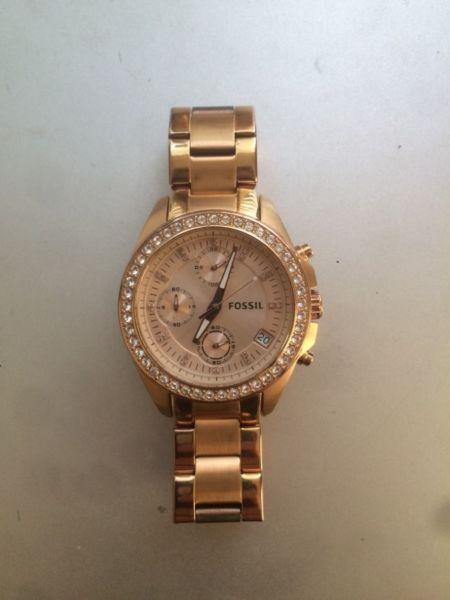 Gold Fossil Watch