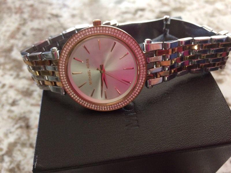 Michael Kors Watch, Silver/Rose Gold - Like new!