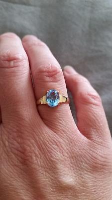 Size 6 14k yellow gold blue topaz ring