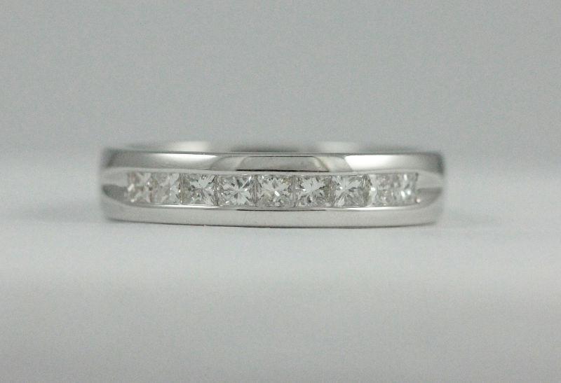 14k White Gold princess diamond band(9 diamonds,0.50ct tdw)#1912