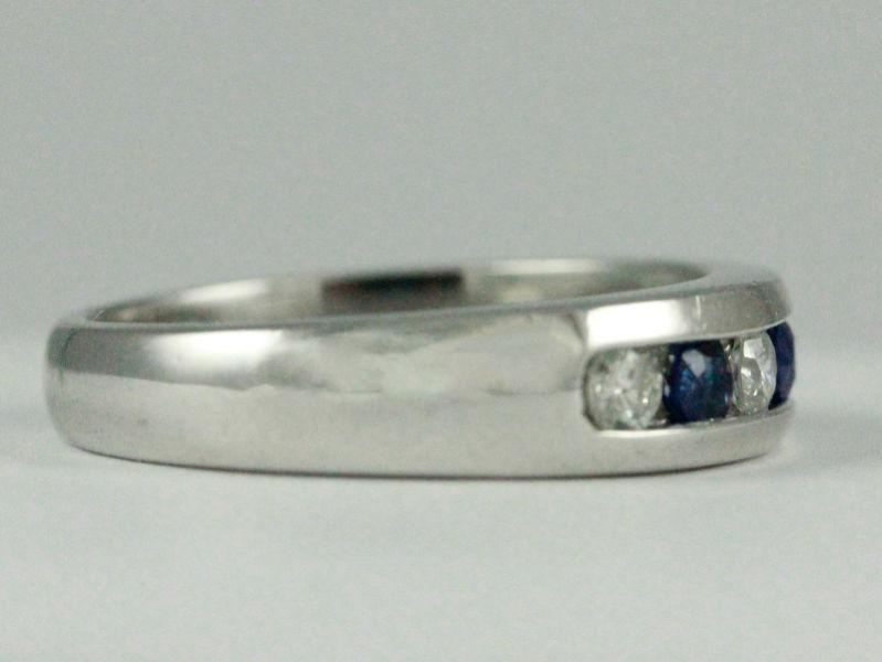 14k White Gold sapphire/diamond ring(4.03g, Size:5.25) #1652