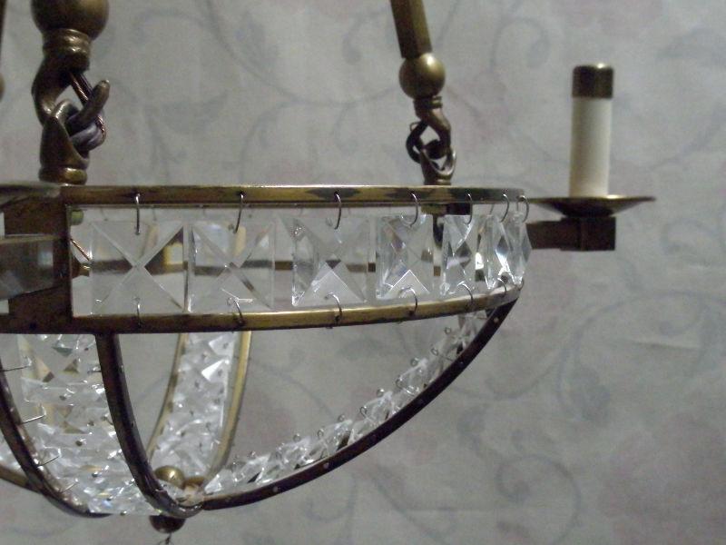 Exquisite Antique-Brass & Crystal 3-Light Pendant