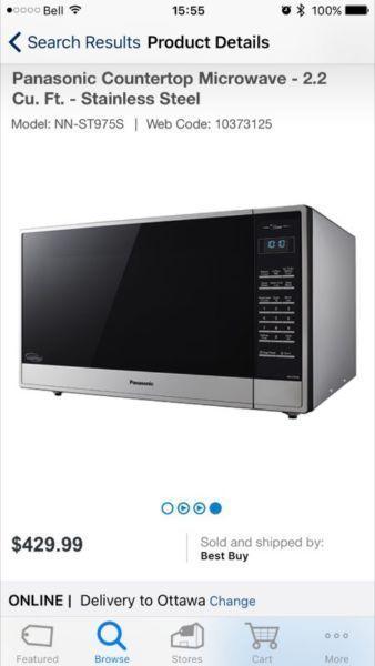 New Panosonic Countertop Microwave 2.2 CU FT Stainless Steel