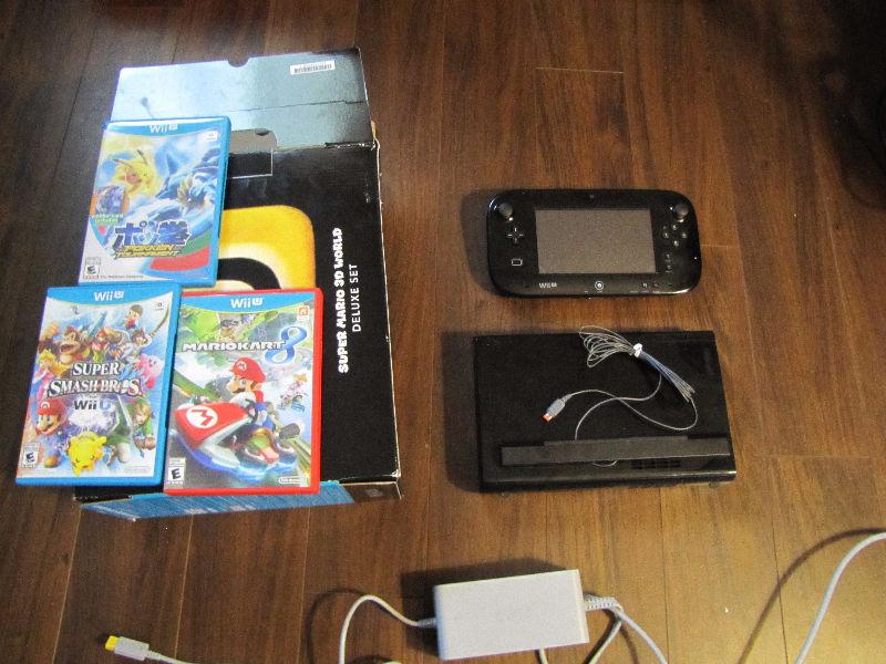 Wii U in box w/Pokken Smash Bros Mario Kart 8 New Super Mario