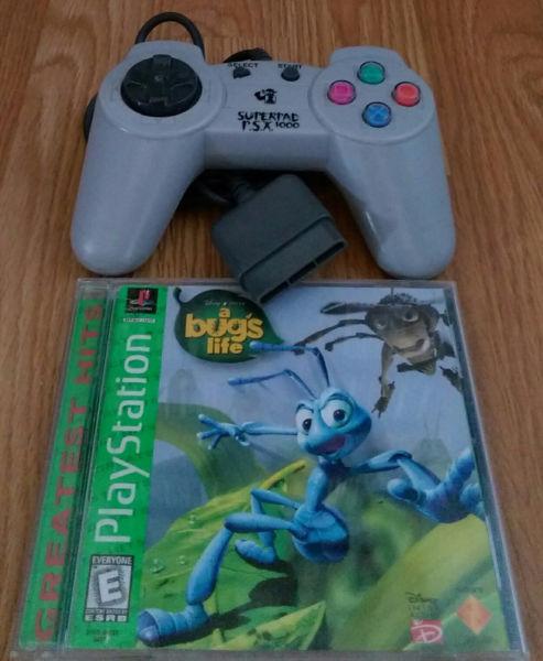 Sony Playstation 1 controller and game