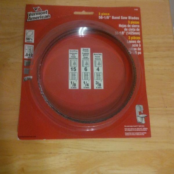 THREE NEW VERMONT AMERICAN 9 INCH BANDSAW BLADES-56 &1/8 INCH