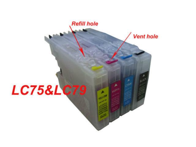 Refillable ink cartridge for Brother LC71 LC75 LC79 MFC-J435W
