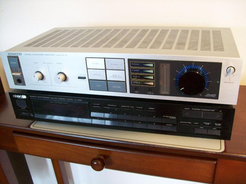 Kenwood Amplifier with FM Tuner Receiver and Stereo Speakers