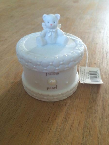 Porcelain June Birthstone Container