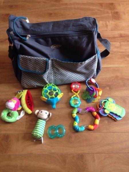 Graco Diaper Bag and Toys