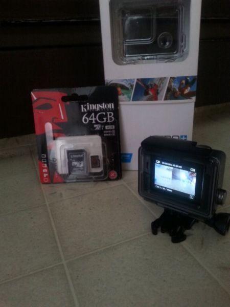 Go Pro +Lcd & 64 g micro sd with adaptor both brand new