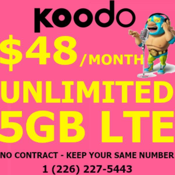 SUMMER PROMO - Unlimited 5GB LTE Data Plan! Only $48/mo. Same #!