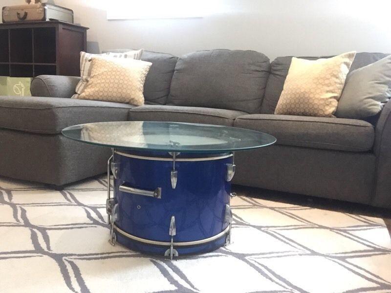Unique vintage bass drum coffee table