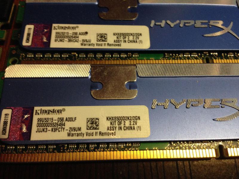 2 Separate Pairs of 1GB DDR2 PC8500 High Quality Old RAM (4GB)