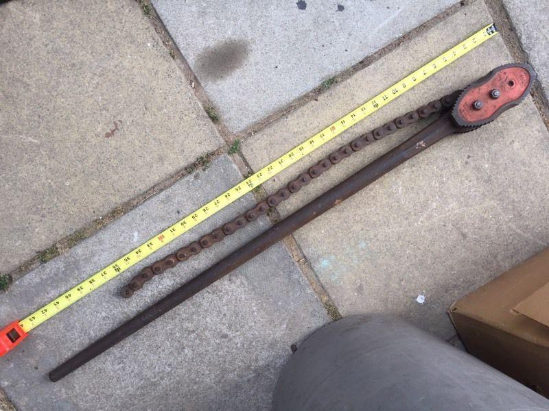 Vintage Massive Vulcan Chain Tong Pipe Wrench Williams Steel Vis