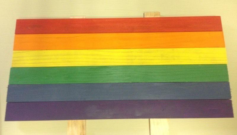 Wooden rainbow flag