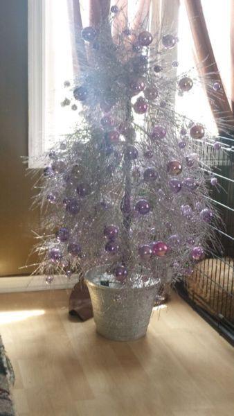 Silver and purple glitter tree