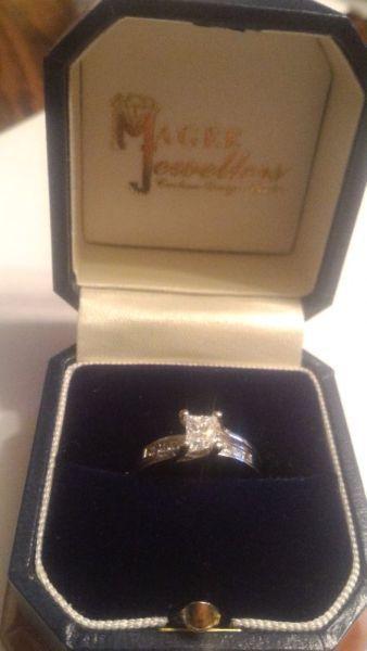 14KT, White Princess Solitaire Engagement Ring