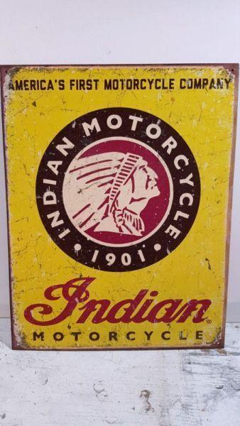 Affiche en métal Indian Motorcycle style vintage