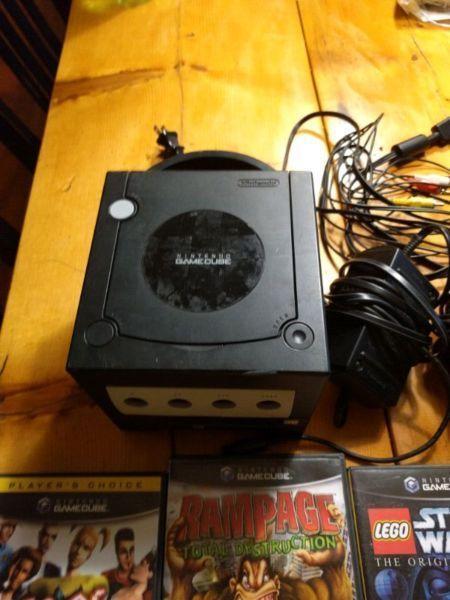 GameCube with Gameboy player, games and controllers