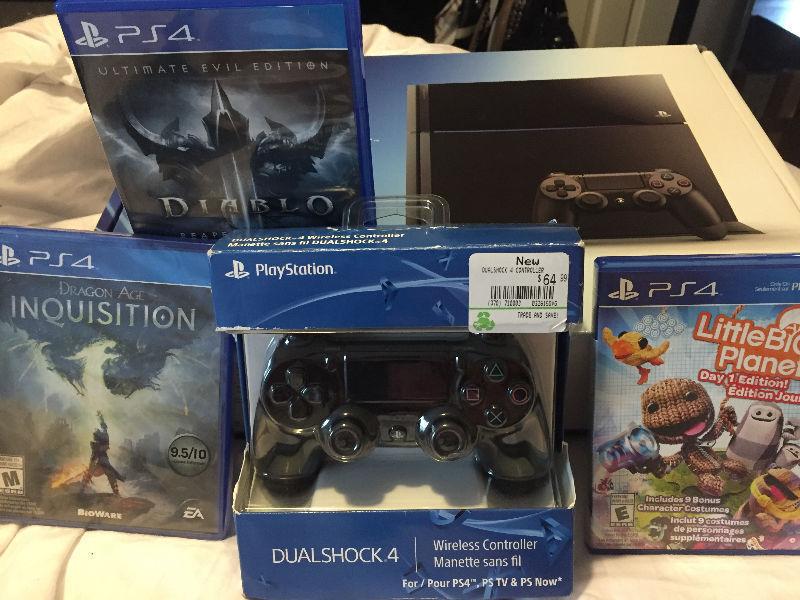 Ps4, 4 games & extra wireless controller