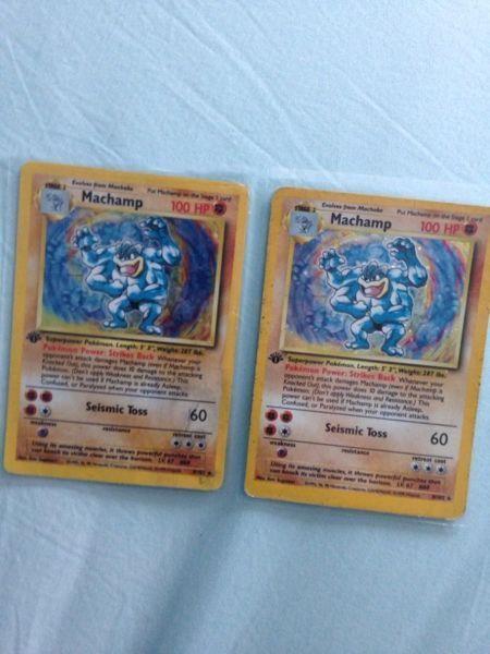 Two 1st edition machamp Pokemon cards