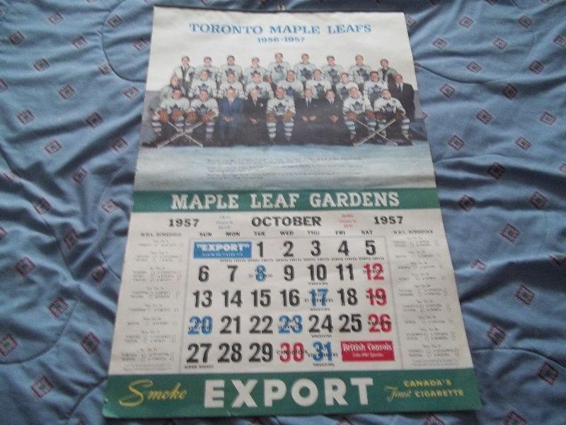 1956 1957 Export Cigarette Toronto Maple Leaf Calendar Montreal