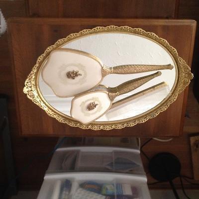 Beautiful Vintage Vanity Brush Comb and Tray