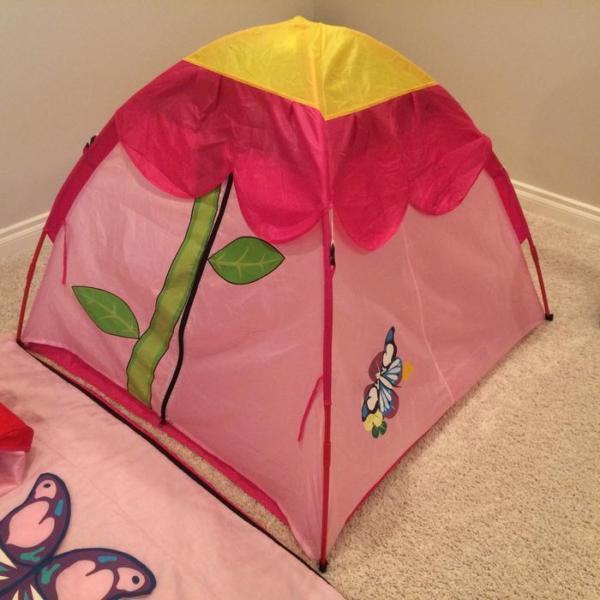Girl's 5 pc Play Tent Combo with Sleeping Bag, flashlight and ca