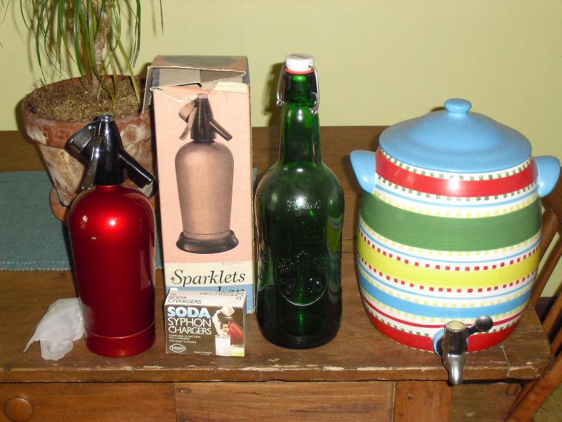 BAR soda maker with chargers & large ceramic sangria vessel tap