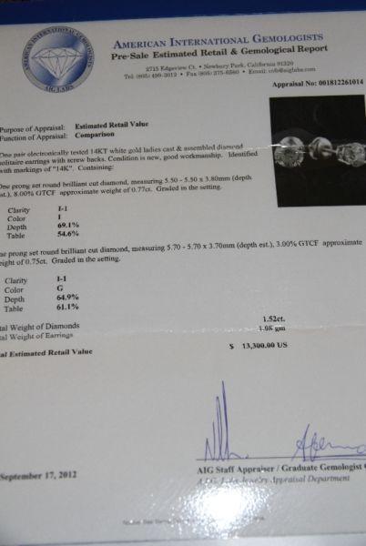 BOUCLE D'OREILLE STUD MAGNIFIQUE Diamant AUTRES BIJOUX PRIVE