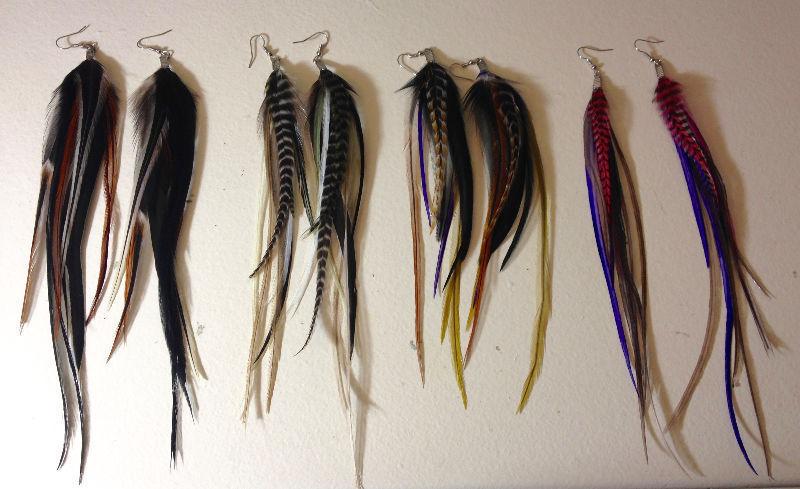 Handmade feather earrings for sale