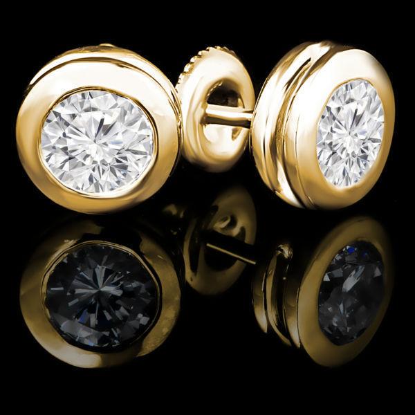 Diamonds stud earrings 0.75CTW Boucles d'oreilles en or jaune